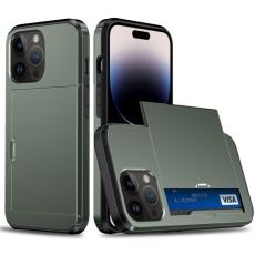  iPhone 14 Pro Skal Hybrid Med Kortfack Gr&ouml;n