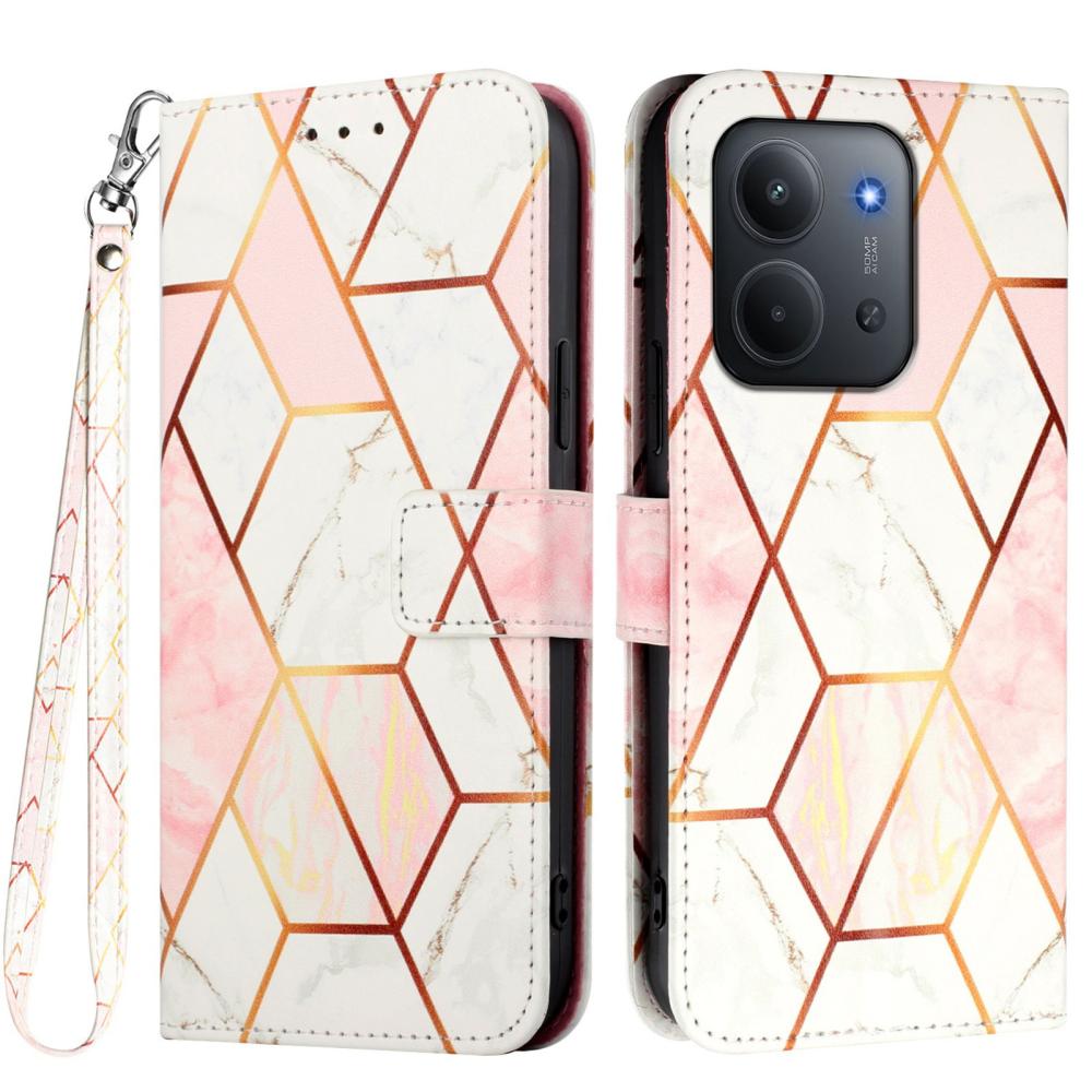  Xiaomi Redmi 15C Fodral Med Tryck Rosa Marmor
