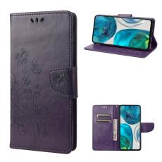  Motorola Moto G52/G82 Fodral Blommigt Tryck M&ouml;rk Lila