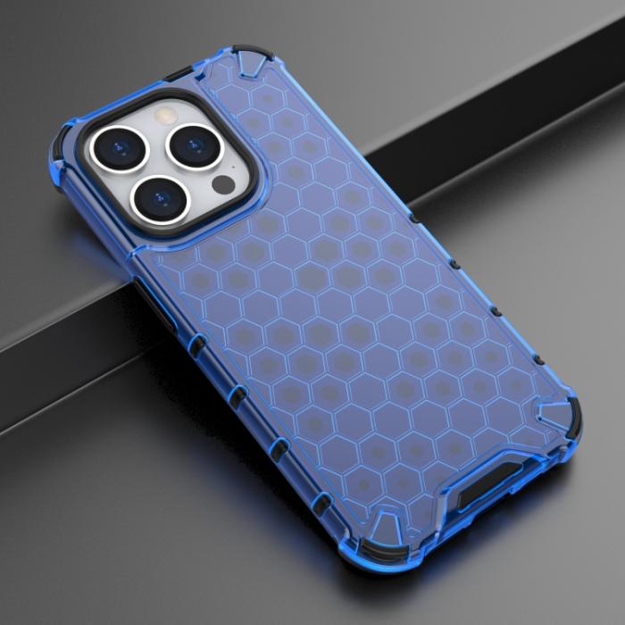 Bild 2,  iPhone 15 Pro Skal Shockproof Honeycomb Blå