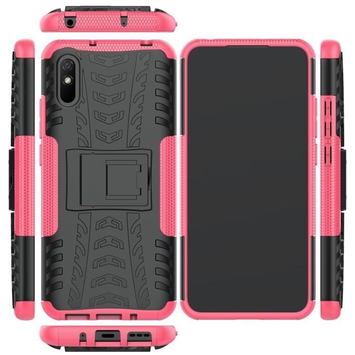 Bild 2,  Xiaomi Redmi 9A - Stöttåligt Skal med Stöd - Rosa