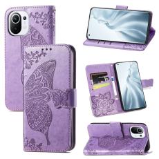  Xiaomi Mi 11 - Butterfly L&auml;der Fodral - Ljus Lila