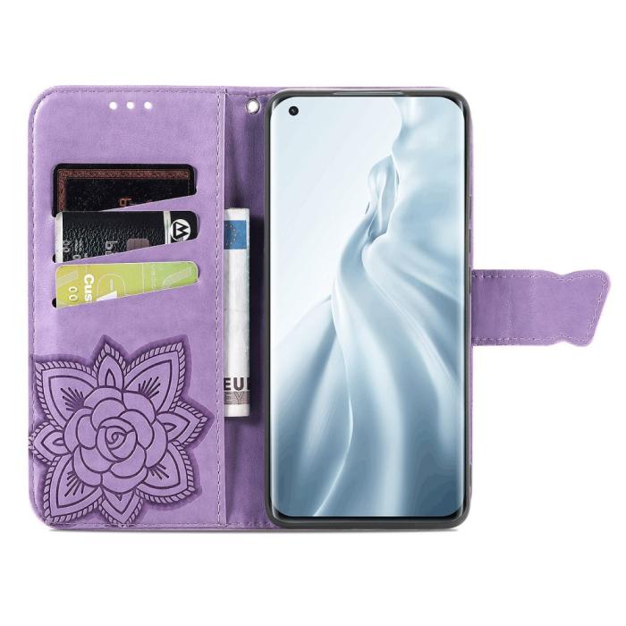 Bild 4,  Xiaomi Mi 11 - Butterfly Läder Fodral - Ljus Lila