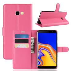  Samsung Galaxy J4 Plus - Litchi Pl&aring;nboksfodral - Rosa