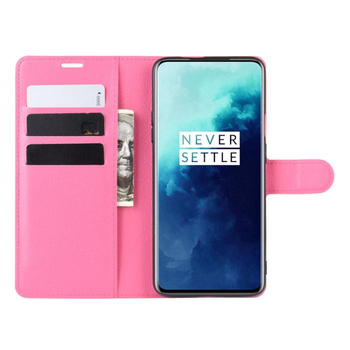 Bild 5,  OnePlus 7T Pro - Litchi Plånboksfodral - Rosa