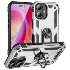  iPhone 16 Plus Skal Med Ring Hybrid Silver