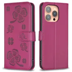 iPhone 16 Pro Fodral Fyrkl&ouml;ver L&auml;der Vinr&ouml;d