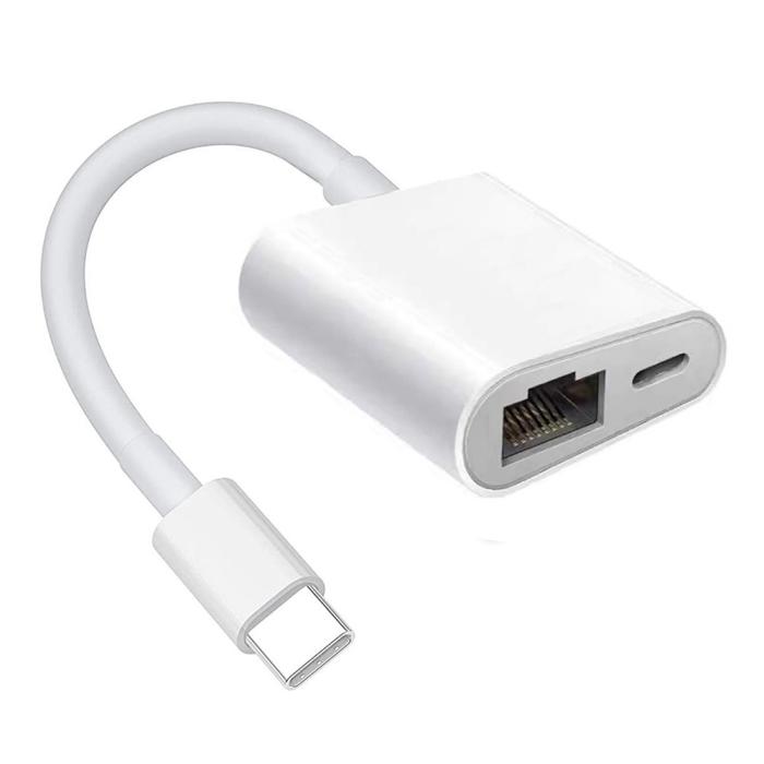 Bild 2,  USB-C Till RJ45 / USB-C PD Adapter Vit