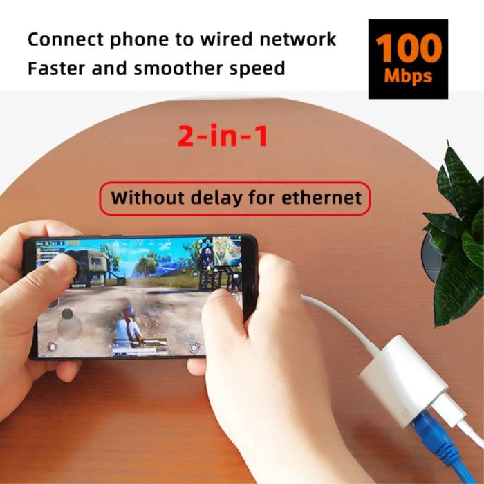 Bild 5,  USB-C Till RJ45 / USB-C PD Adapter Vit