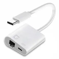  USB-C Till RJ45 / USB-C PD Adapter Vit