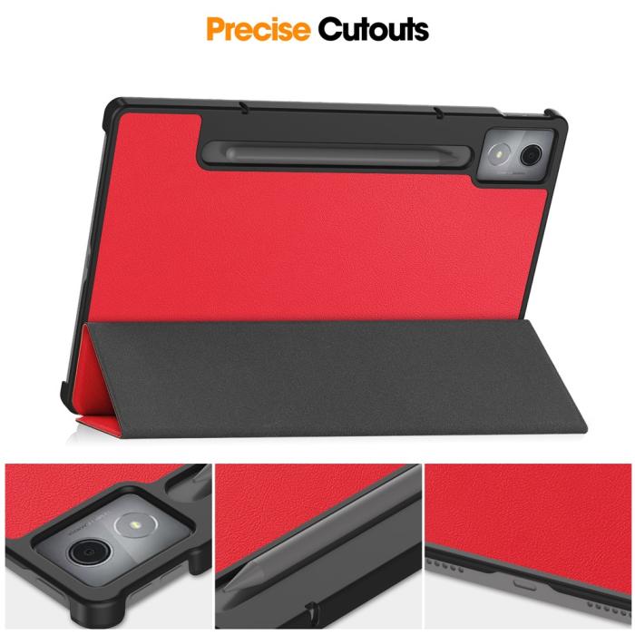 Bild 4,  Lenovo Idea Tab Pro Fodral Tri-Fold Läder Röd