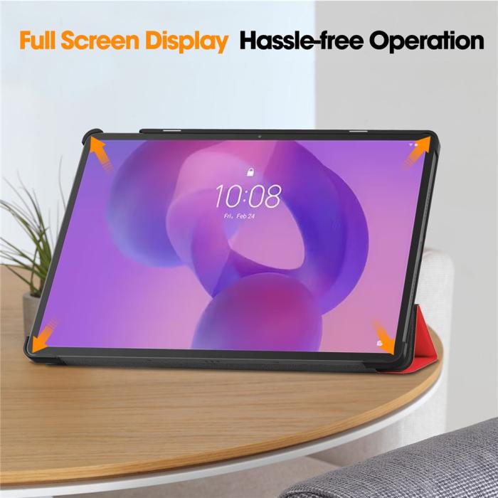 Bild 6,  Lenovo Idea Tab Pro Fodral Tri-Fold Läder Röd