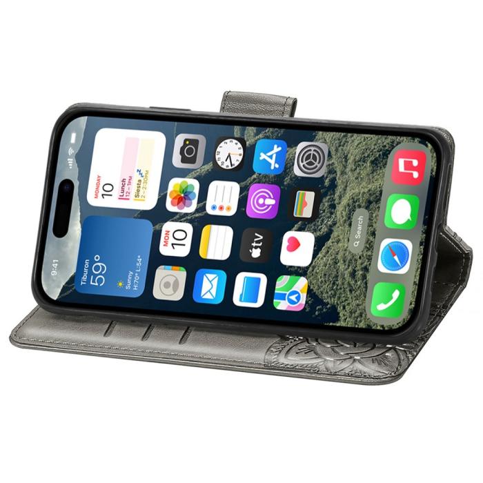 Bild 3,  iPhone 16 Fodral Fjäril Tryck Grå