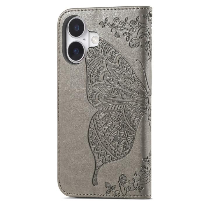 Bild 6,  iPhone 16 Fodral Fjäril Tryck Grå