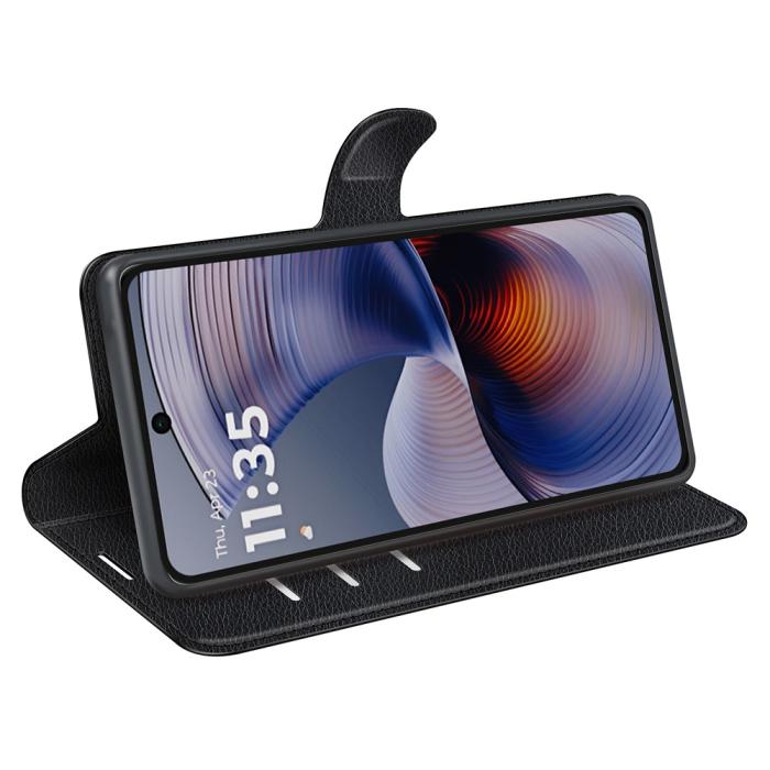 Bild 3,  Motorola Moto G55 5G Fodral Litchi Läder Svart