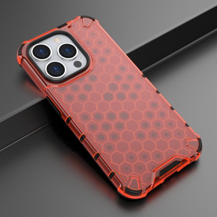 Bild 2,  iPhone 15 Pro Skal Shockproof Honeycomb Röd
