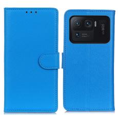  Xiaomi Mi 11 Ultra - Litchi L&auml;der Fodral - Bl&aring;