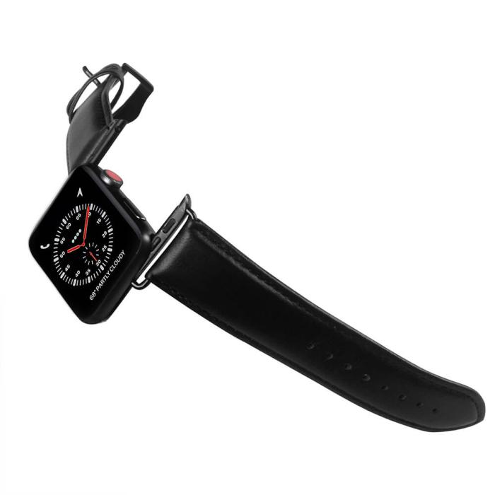 Bild 4, Buffalo Buffalo Apple Watch 42/44/45/49 mm Armband Äkta Läder Svart