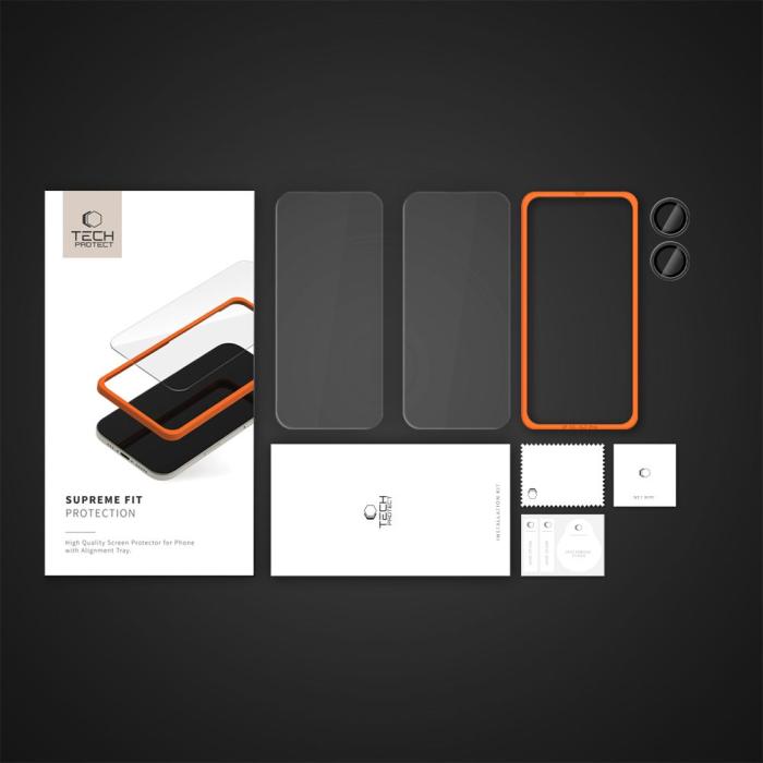 Bild 2, Tech-Protect Tech-Protect iPhone 16 3-PACK Skärmskydd/Linsskydd