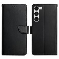  Galaxy S23 Plus Fodral &Auml;kta L&auml;der Nappa Textur Svart