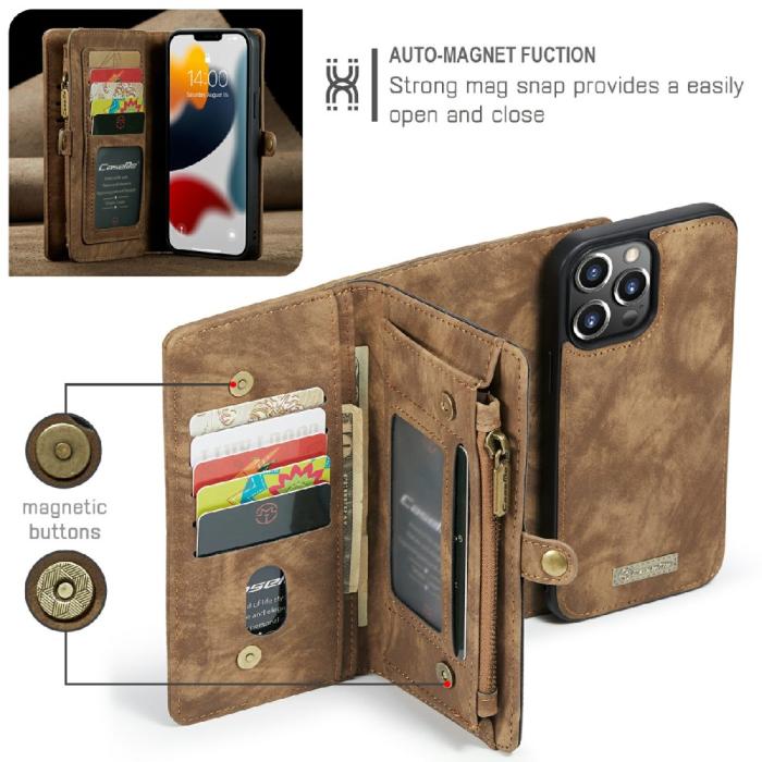 Bild 4, CASEME CASEME iPhone 13 Pro Max Fodral/Skal Magnet 2in1 Multifunktionell Brun