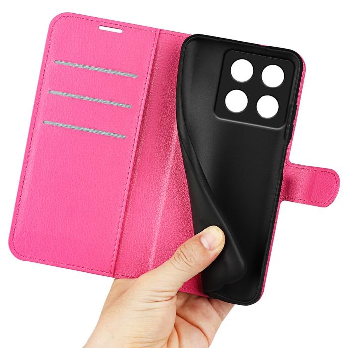 Bild 4,  Xiaomi 14T Fodral Litchi Läder Rosa