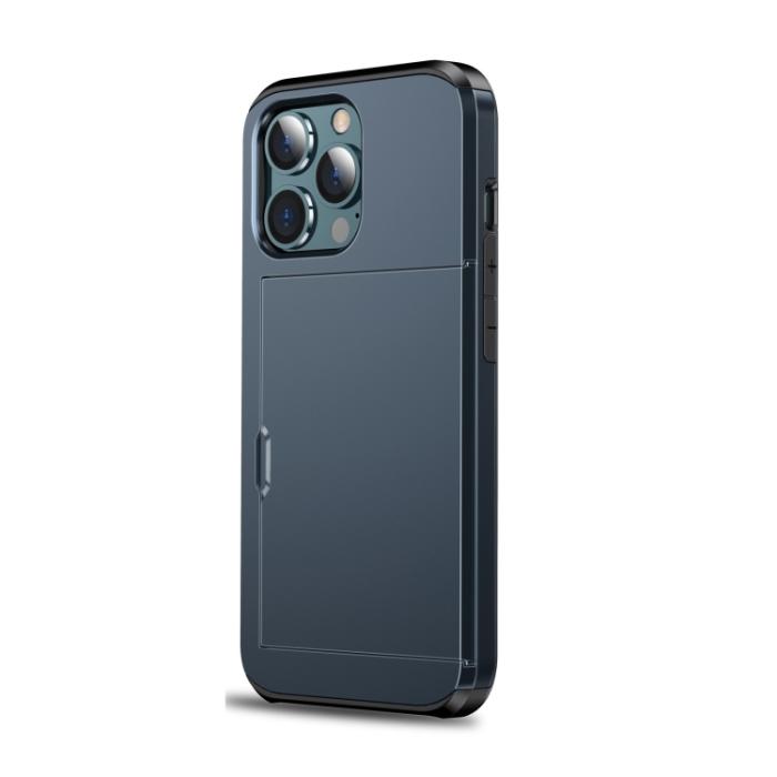 Bild 2,  iPhone 14 Pro Skal Hybrid Med Kortfack Mörk Blå