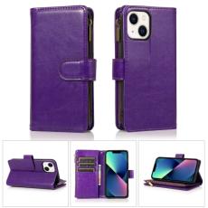  iPhone 14 Fodral 9-kort Multifunktionell L&auml;der Lila