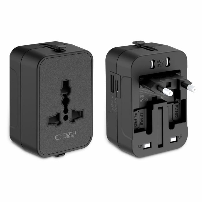 Bild 2, Tech-Protect Tech-Protect Reseadapter EU / UK / US / AU Svart