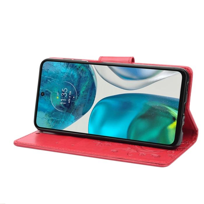 Bild 5,  Motorola Moto G52/G82 Fodral Blommigt Tryck Röd