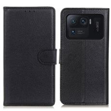  Xiaomi Mi 11 Ultra - Litchi L&auml;der Fodral - Svart