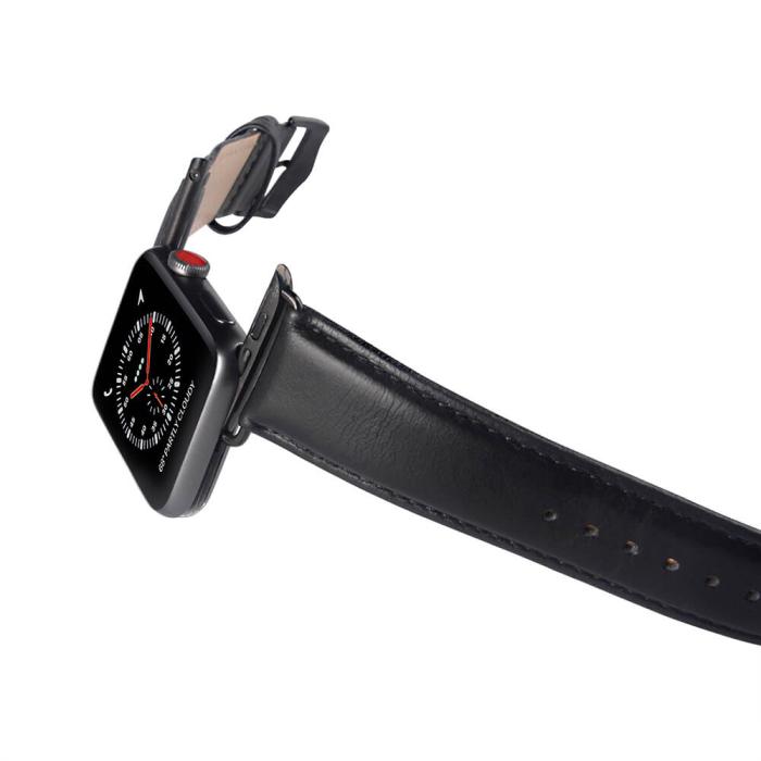 Bild 3, Buffalo Buffalo Apple Watch 42/41/40/38 mm Armband Äkta Läder Svart