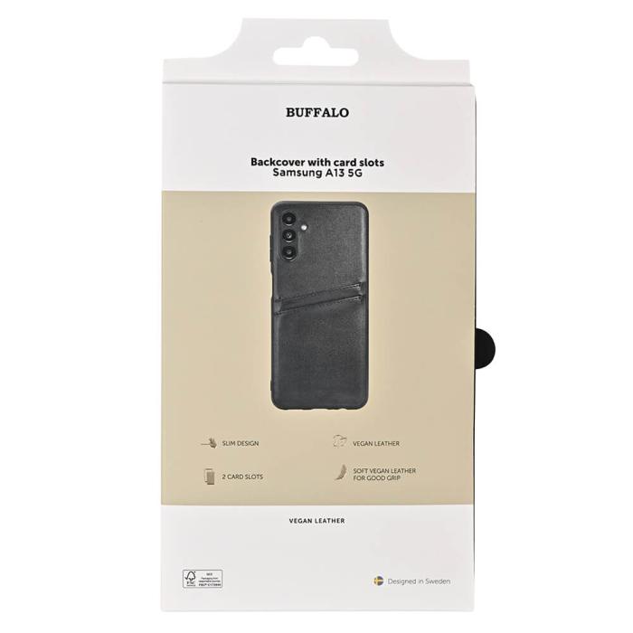 Bild 2, Buffalo Buffalo Samsung Galaxy A13 5G / A04s Skal Läder Med 2 Kortfack Svart