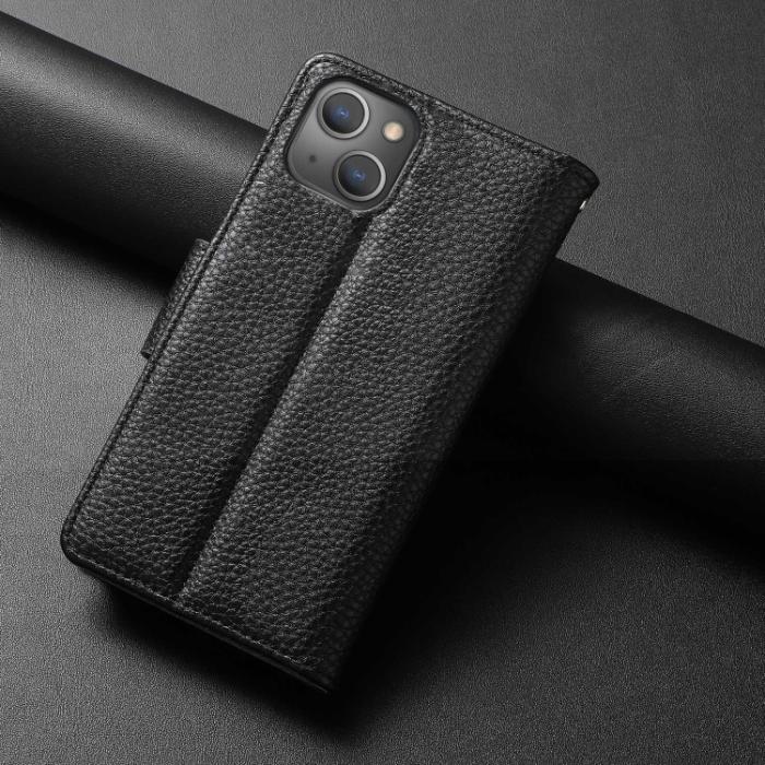 Bild 3,  iPhone 14 2in1 Litchi Magnet Fodral / Skal Svart