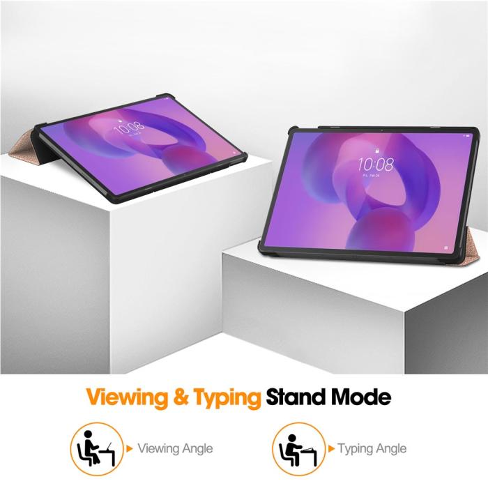 Bild 5,  Lenovo Idea Tab Pro Fodral Tri-Fold Läder Roséguld
