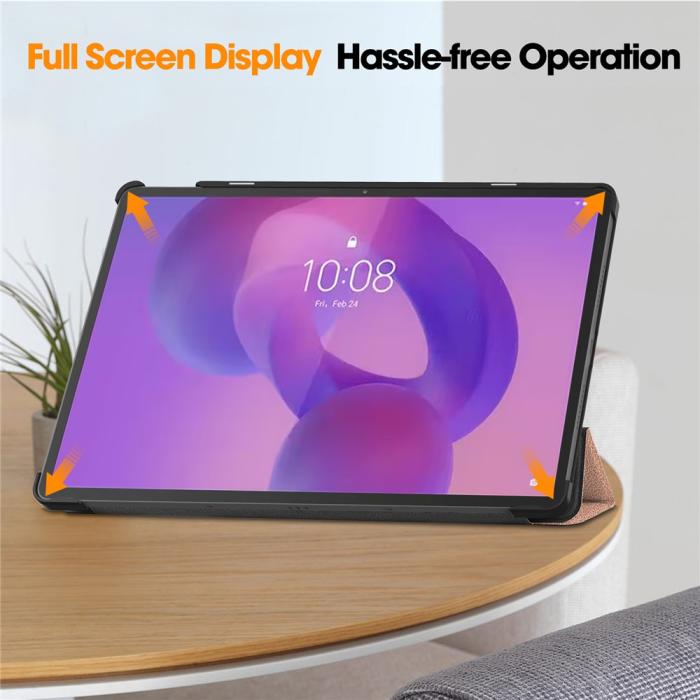 Bild 6,  Lenovo Idea Tab Pro Fodral Tri-Fold Läder Roséguld