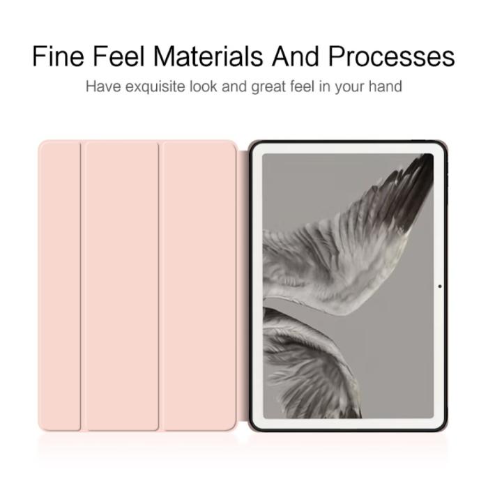 Bild 2,  Google Pixel Tablet Fodral Tri-Fold Läder Ljus Rosa