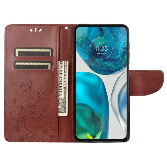 Bild 4,  Motorola Moto G52/G82 Fodral Blommigt Tryck Brun