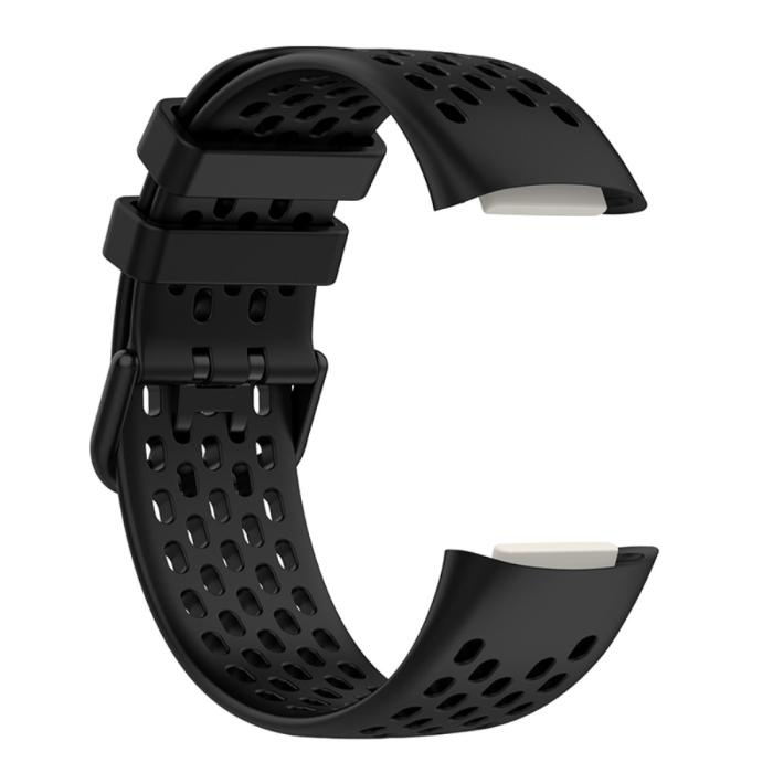 Bild 4,  Fitbit Charge 6 / 5 Armband Silikon Ihåligt Svart