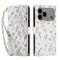  iPhone 17 Pro Fodral Rhombus Läder Blommor Vit