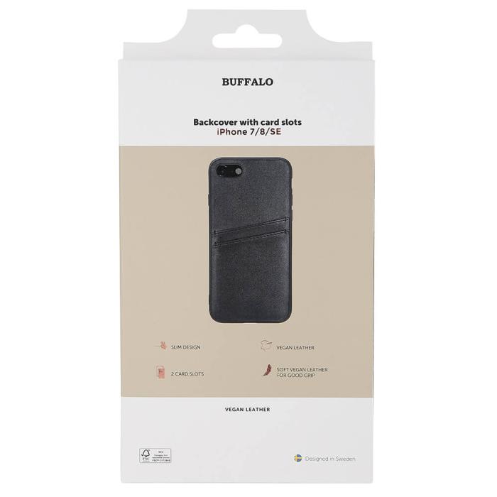 Bild 2, Buffalo Buffalo iPhone 7/8/SE Skal Läder Med 2 Kortfack Svart