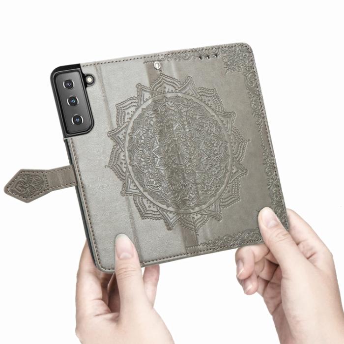 Bild 5,  Samsung Galaxy S22 Fodral Mandala Läder Grå