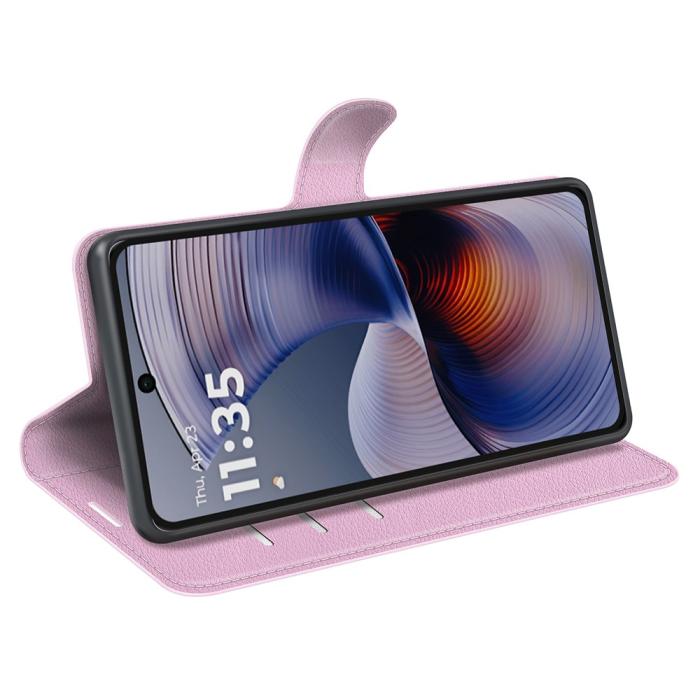 Bild 3,  Motorola Moto G55 5G Fodral Litchi Läder Ljus Rosa