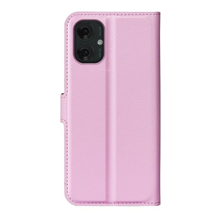 Bild 6,  Motorola Moto G55 5G Fodral Litchi Läder Ljus Rosa
