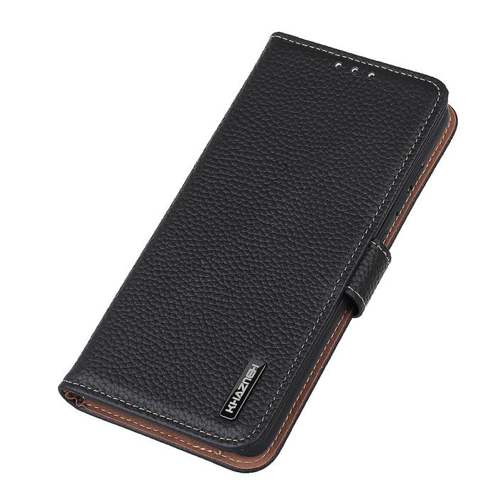 Bild 5, KHAZNEH Xiaomi Mi 11 Ultra - KHAZNEH Äkta Läder Litchi Fodral - Svart