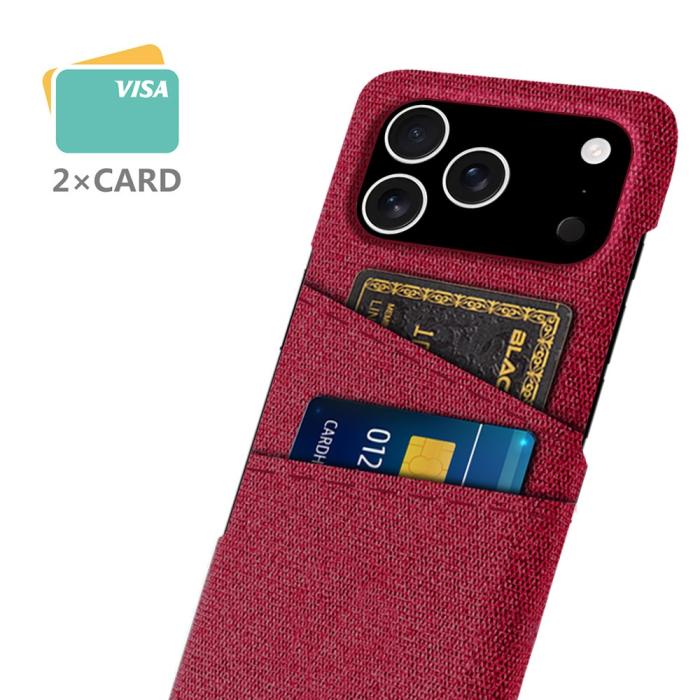Bild 2,  iPhone 17 Pro Skal Med Kortfack Tygbelagt Röd