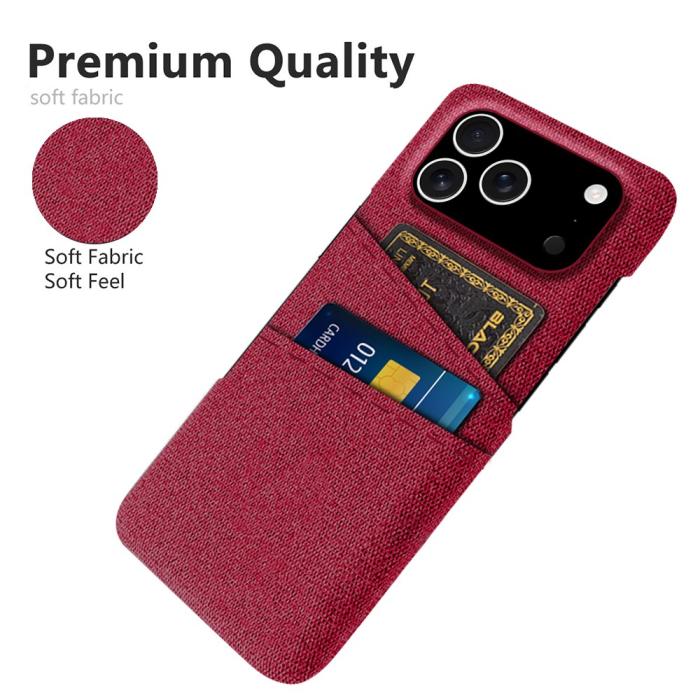 Bild 3,  iPhone 17 Pro Skal Med Kortfack Tygbelagt Röd
