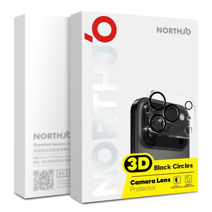 Bild 5, NORTHJO NORTHJO iPhone 18 Pro Max 2-PACK Linsskydd Svarta Ringar