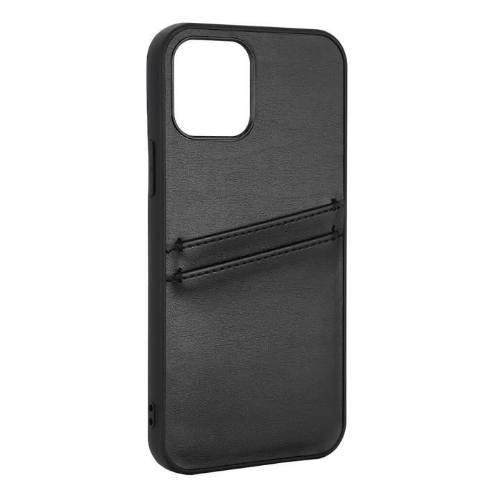 Bild 3, Buffalo Buffalo iPhone 12 / 12 Pro Skal Läder Med 2 Kortfack Svart