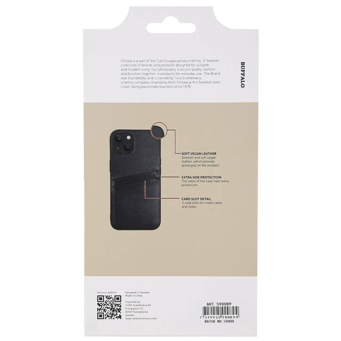Bild 4, Buffalo Buffalo iPhone 13 Skal Läder Med 2 Kortfack Svart